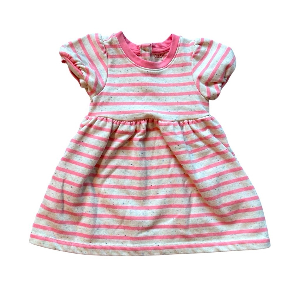 Cat & Jack toddler girl dress striped short sleeve pink dress 18 months